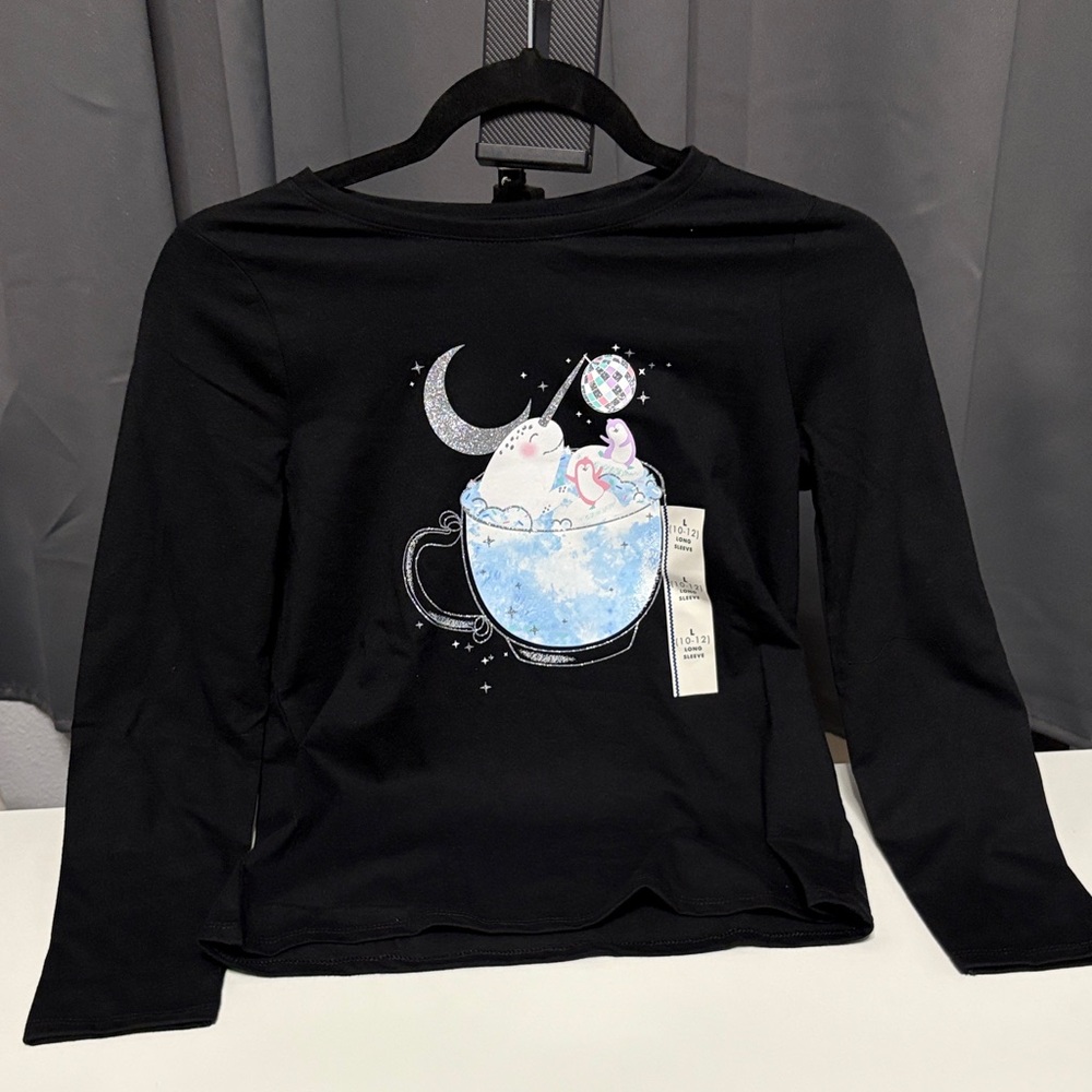 Kids Black Graphic Long Sleeve Shirt